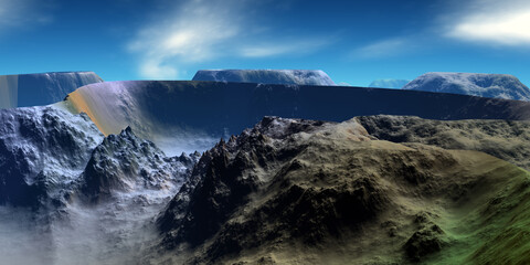 Alien Planet. Mountain. 3D rendering
