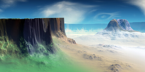 Alien Planet. Mountain. 3D rendering