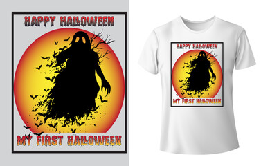 Halloween T-Shirt Design With Good Looking Color. Vector Design
