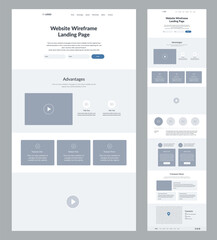Website design template. Landing page wireframe.