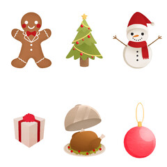 watercolor christmas elements collection isolated on white background