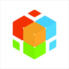 Create draw colorful cube logo