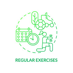 Regular exercises concept icon. Hypertension prevention tip abstract idea thin line illustration. Maintain healthy weight. Cardio exercise. Support heart health. Vector isolated outline color drawing