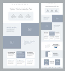 Website design template. Landing page wireframe.