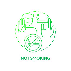 Not smoking concept icon. Hypertension prevention tip abstract idea thin line illustration. Prevent tobacco addiction. Stop craving nicotine. Smoking cessation. Vector isolated outline color drawing