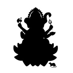 Silhouette of Indian Goddess Genesha. Happy Genesha Chaturhti. Pancha Ganapati festival.