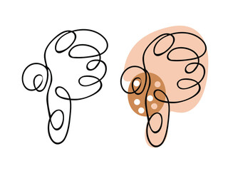 Obraz premium One line art mushroom. Fresh concept for vegetable icon. Modern continuous line draw design graphic vector illustration. The object is drawn with a single line. Linear style. Abstract shapes