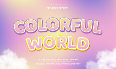 Editable text effect colorful world style