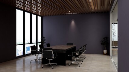 a blank wall in luxury office meeting room 3d render interior design