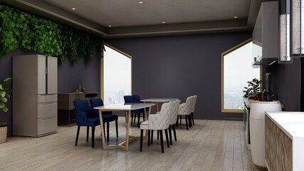 office pantry or kitchen area 3d render interior design