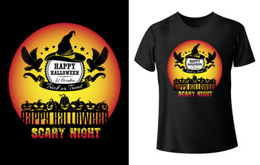 Halloween T-Shirt Design With Good Looking Color. Vector Design
