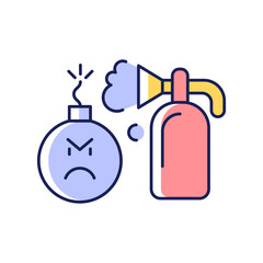 Extinguishing emotions RGB color icon. Suppressing feelings and emotions that you experience. Self control skills. Critical thinking. Isolated vector illustration. Simple filled line drawing