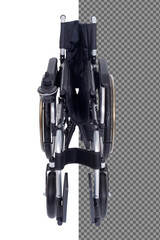 Folded and unfolded of Motorized Electric wheelchair for senior elder patient. Elderly woman man