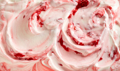 Red strawberry ice cream background - obrazy, fototapety, plakaty