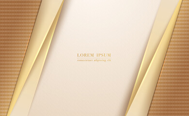 Obraz premium Abstract yellow paper layers with line stripe geometric background. Vector illustration