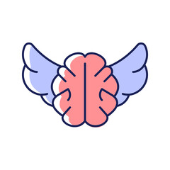 Independent thinking RGB color icon. Individualized view. Do not rely on someones guidance. Well informed and intelligent person. Isolated vector illustration. Simple filled line drawing