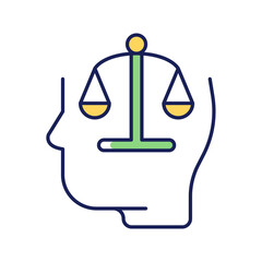 Rationality RGB color icon. Logic and critical thinking. Rational and emotional mind, view. Agreeable to reason and argument. Isolated vector illustration. Simple filled line drawing