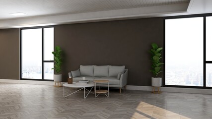 modern office lobby waiting room for company logo mockup