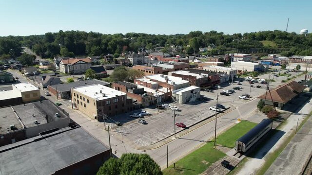 corbin kentucky aerial high over the city, small town usa, small town america, middle america