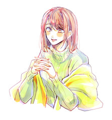 笑顔で話す女性