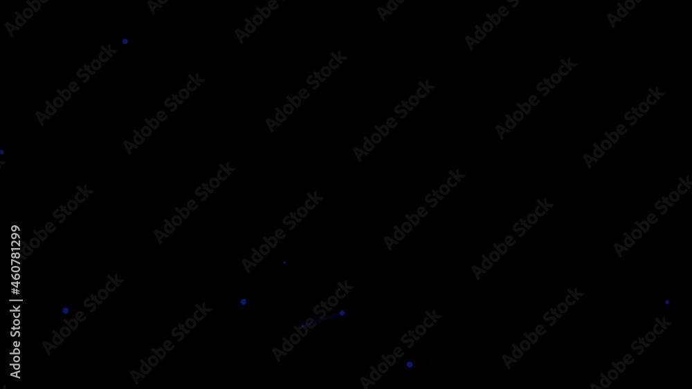 Poster blue circles connected with line moving in black background .- graphics