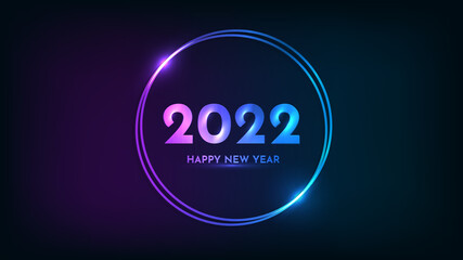 2022 Happy New Year neon background