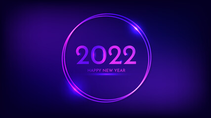 2022 Happy New Year neon background