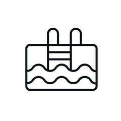 Swimming pool linear icon. Thin line customizable illustration. Vector isolated outline drawing. Editable stroke