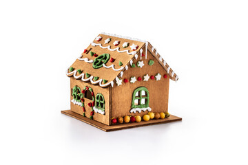 Christmas gingerbread house isolated on white background