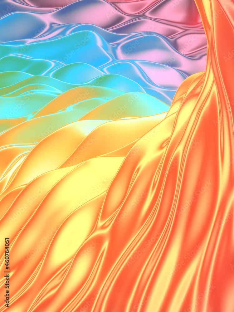 Aufkleber Modern metallic multi colored template with curve fluid flow. 3d rendering digital illustration