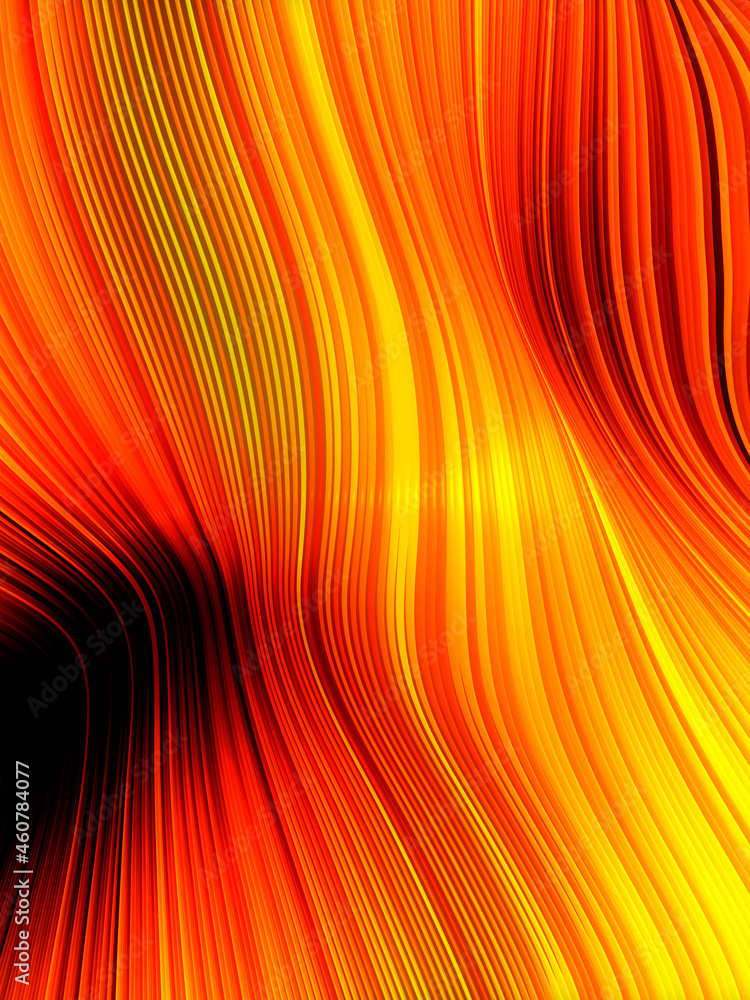 Poster wavy digital illustration of striped pattern twisted multicolored lines. creative iridescent decorat