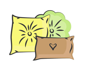 Pillow on a white background. A symbol of coziness and comfort. Vector illustration.