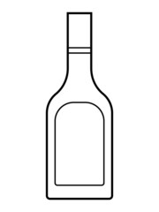 Alcoholic linear bottle illustration. Alcohol cocktail drink icon. Bar menu flat vector logo. Outline vector art.