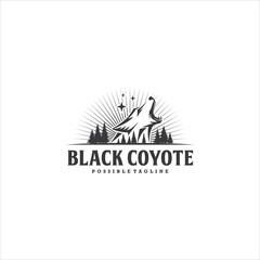 Fox Coyote And Forest Logo Design Vector Image