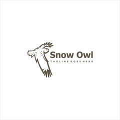 Snowy Owl Bird Logo Design Vector Image