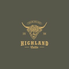 Highland Cattle Cow Head Logo Design