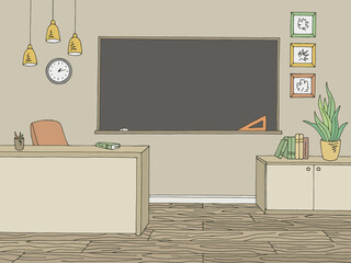 Classroom graphic color interior sketch illustration vector 