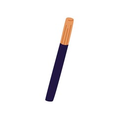 Felt-tip pen closed with plastic cap. School tool for drawing and writing. Office stationery icon. Flat vector illustration isolated on white background