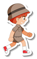 Little boy scout cartoon character sticker