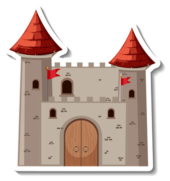 recommend clip art: Stone castle and fortress cartoon sticker