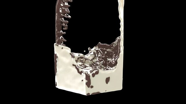 Dark chocolate white milk poured and mixed Sweet food 4k