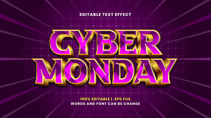 Cyber monday editable text effect in modern 3d style