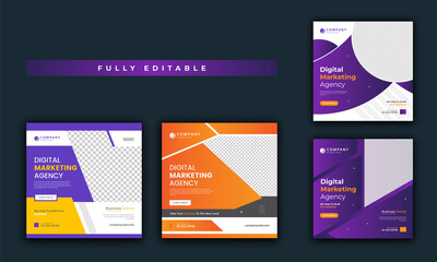 Digital marketing social media post. Social media template. Instagram post template banner. Digital business marketing banner. Square flyer template design