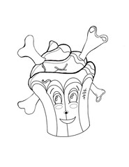kawaii. coloring page. cupcake funny.