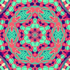 Chemistry pattern abstract background kaleidoscope with mint and pink colors. Lines and geometric shapes creative artsy ornamental backplate hexagon