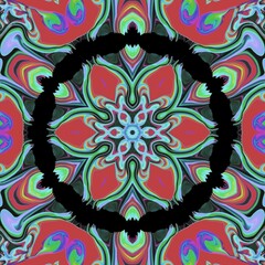 Energy level spiritual floral kaleidoscope psychedelic 3d artwork cover art for music or poster design element technology abstract beautiful glitch print