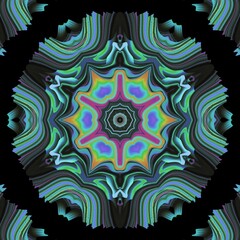 Abstract energy kaleidoscope lines 3d cyberspace mandala print waves floral party