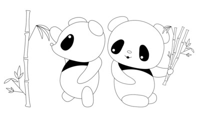 Children's coloring, cute panda. Vector illustration