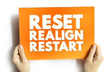 Reset Realign Restart text card, concept background