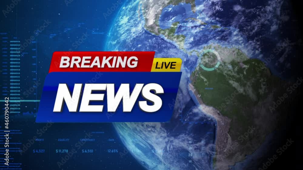Poster breaking news template intro for tv broadcast news show program with 3d breaking news text and badge